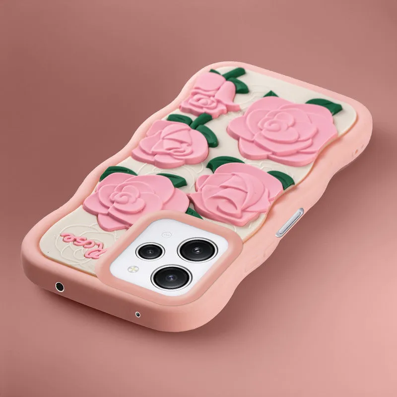 3D Silicone Soft Wave Edges Mobile Back Case For Redmi 12 4G
