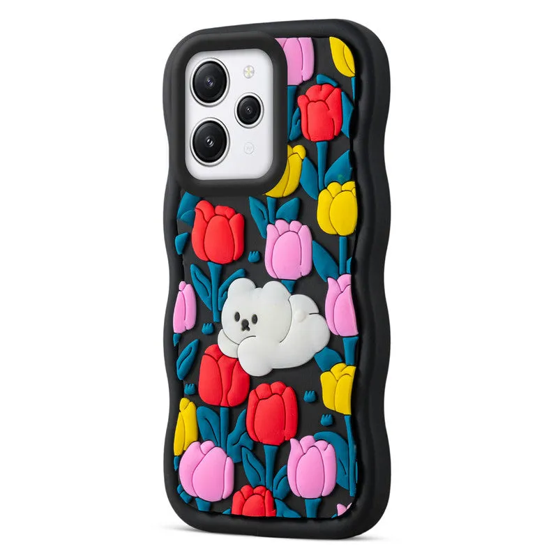 3D Silicone Soft Wave Edges Mobile Back Case For Redmi 12 4G