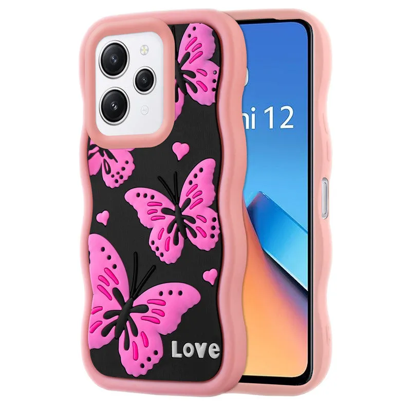 3D Silicone Soft Wave Edges Mobile Back Case For Redmi 12 4G