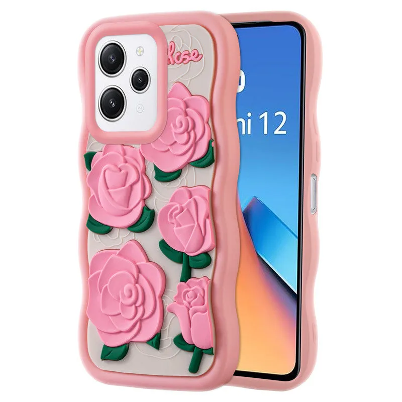 3D Silicone Soft Wave Edges Mobile Back Case For Redmi 12 4G