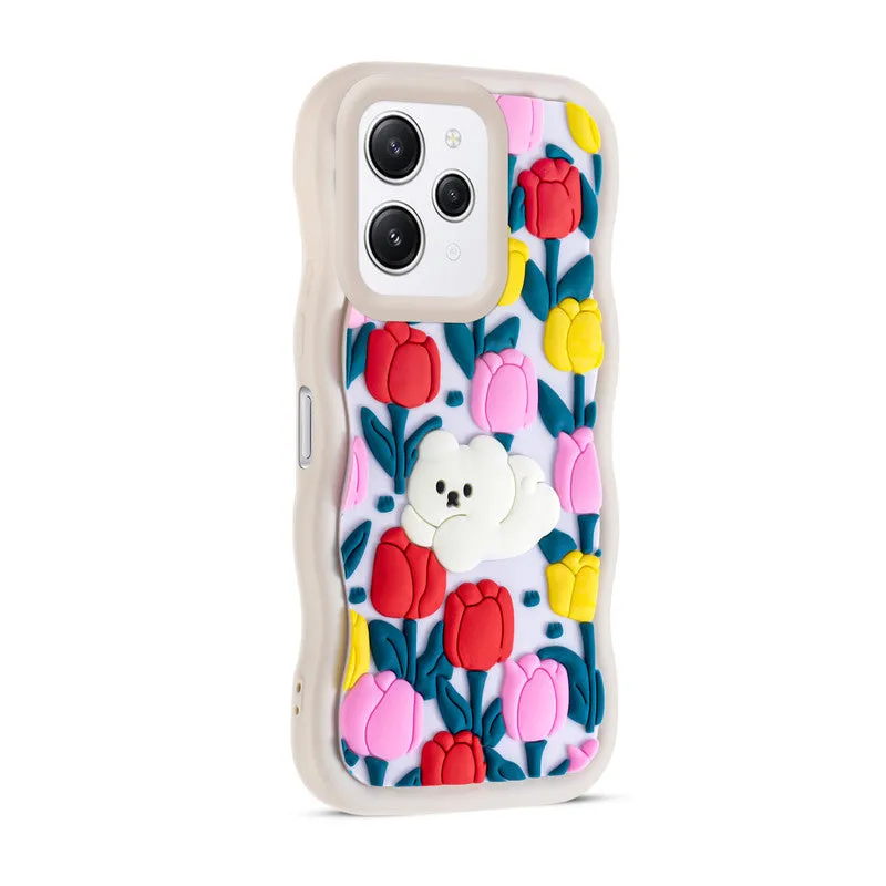 3D Silicone Soft Wave Edges Mobile Back Case For Redmi 12 4G