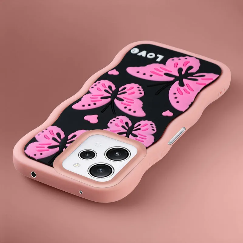 3D Silicone Soft Wave Edges Mobile Back Case For Redmi 12 4G