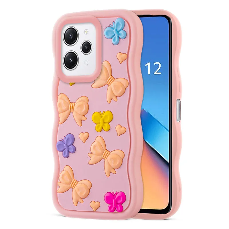 3D Silicone Soft Wave Edges Mobile Back Case For Redmi 12 4G