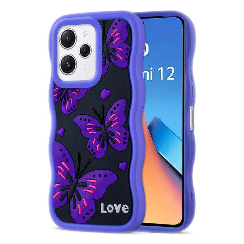 3D Silicone Soft Wave Edges Mobile Back Case For Redmi 12 4G