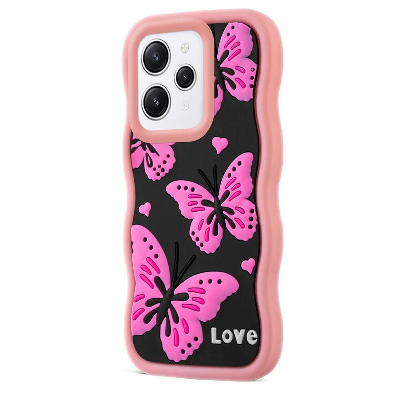 3D Silicone Soft Wave Edges Mobile Back Case For Redmi 12 4G