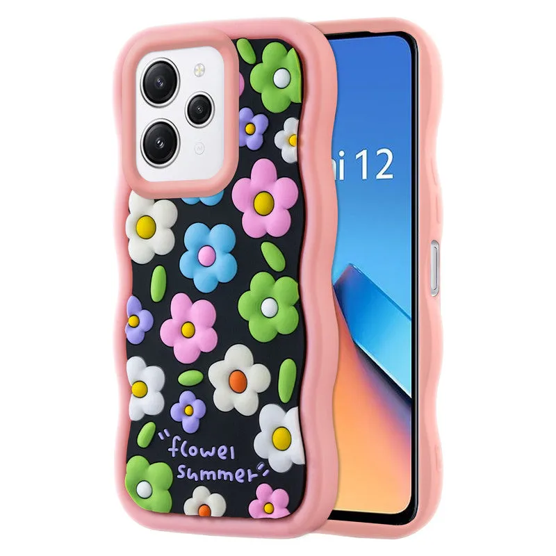 3D Silicone Soft Wave Edges Mobile Back Case For Redmi 12 4G