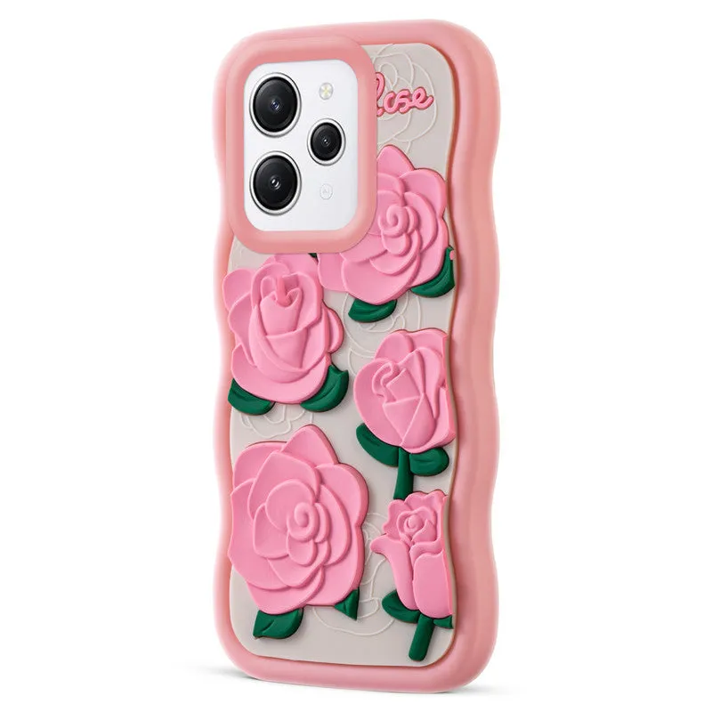 3D Silicone Soft Wave Edges Mobile Back Case For Redmi 12 4G