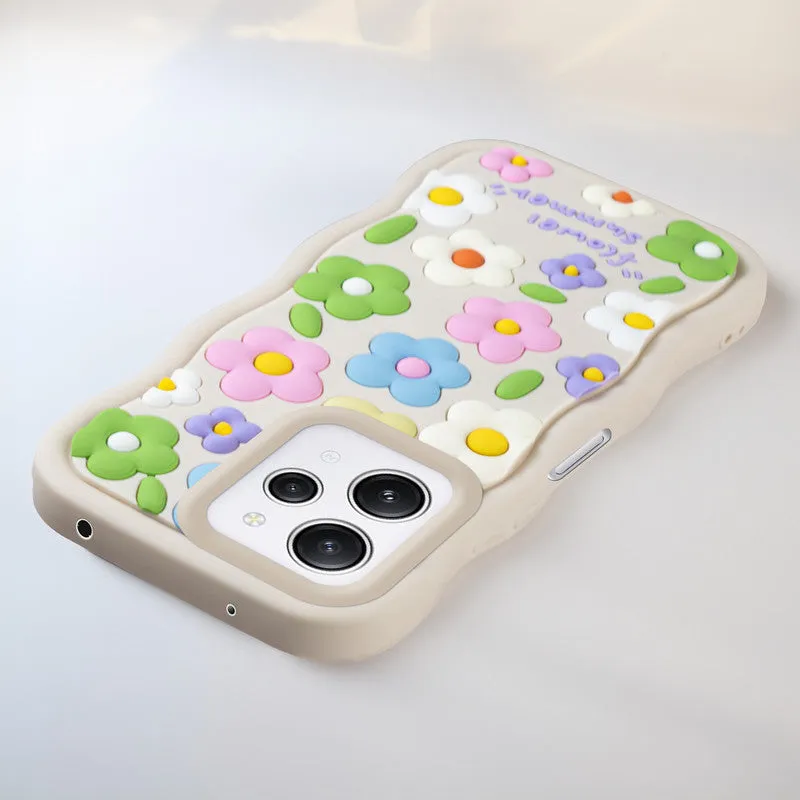 3D Silicone Soft Wave Edges Mobile Back Case For Redmi 12 4G