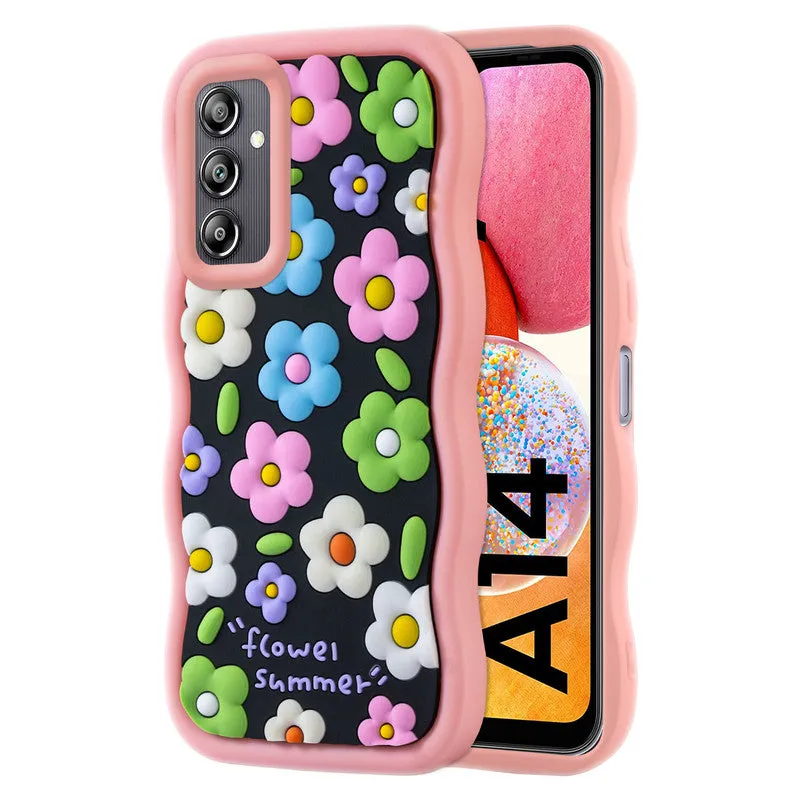 3D Silicone Soft Wave Edges Mobile Back Case For Samsung A14 5G