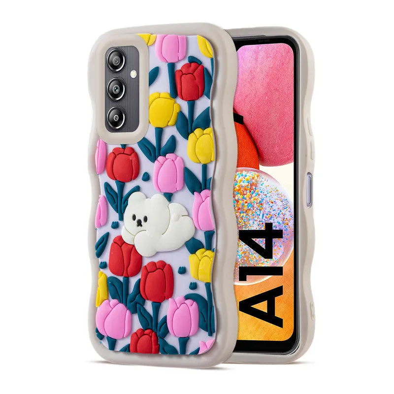 3D Silicone Soft Wave Edges Mobile Back Case For Samsung A14 5G