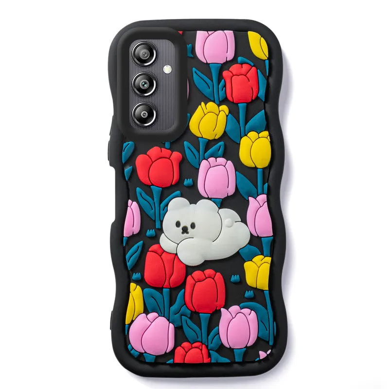 3D Silicone Soft Wave Edges Mobile Back Case For Samsung A14 5G