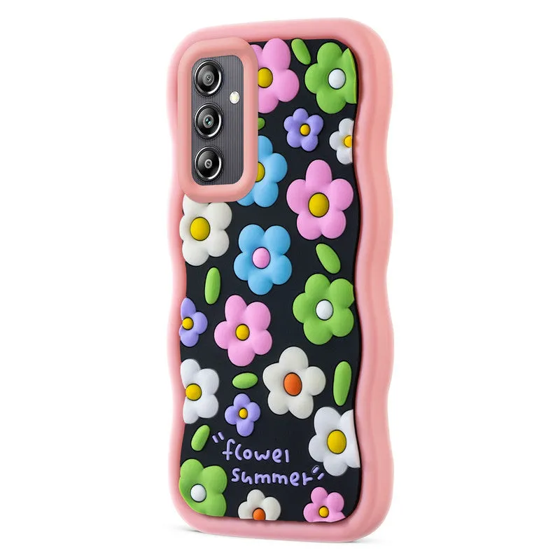 3D Silicone Soft Wave Edges Mobile Back Case For Samsung A14 5G