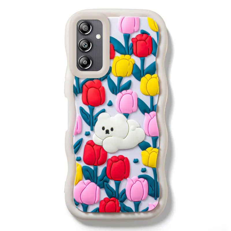 3D Silicone Soft Wave Edges Mobile Back Case For Samsung A14 5G