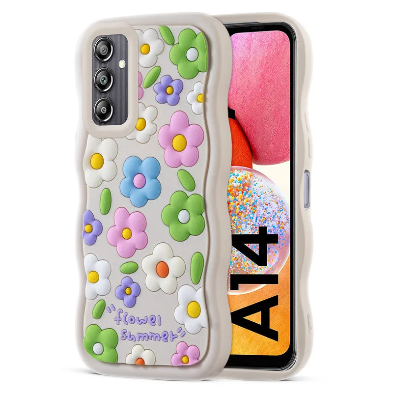 3D Silicone Soft Wave Edges Mobile Back Case For Samsung A14 5G