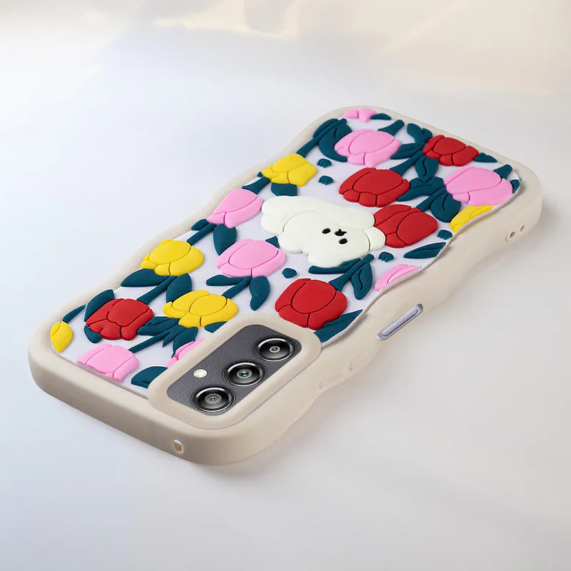 3D Silicone Soft Wave Edges Mobile Back Case For Samsung A14 5G