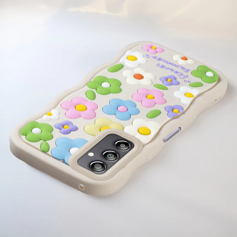 3D Silicone Soft Wave Edges Mobile Back Case For Samsung A14 5G