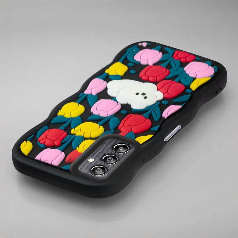 3D Silicone Soft Wave Edges Mobile Back Case For Samsung A14 5G