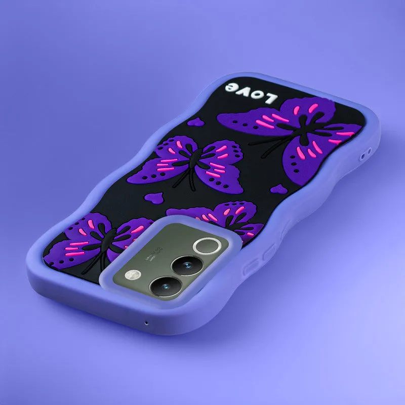 3D Soft Silicone Wave Edges Mobile Back Case For Vivo Y200 5G