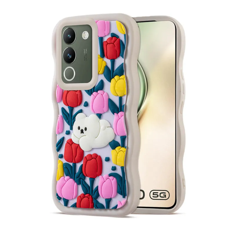 3D Soft Silicone Wave Edges Mobile Back Case For Vivo Y200 5G