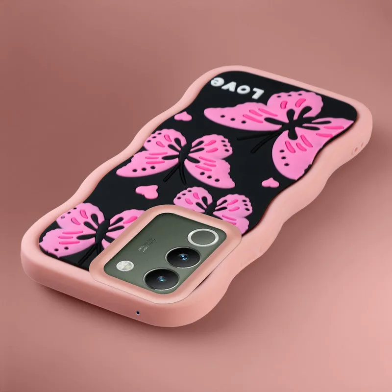 3D Soft Silicone Wave Edges Mobile Back Case For Vivo Y200 5G