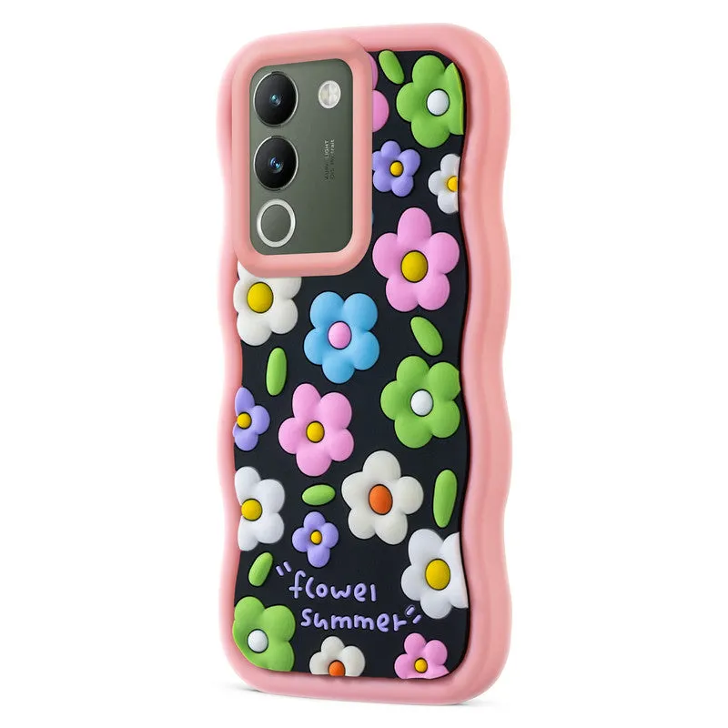 3D Soft Silicone Wave Edges Mobile Back Case For Vivo Y200 5G