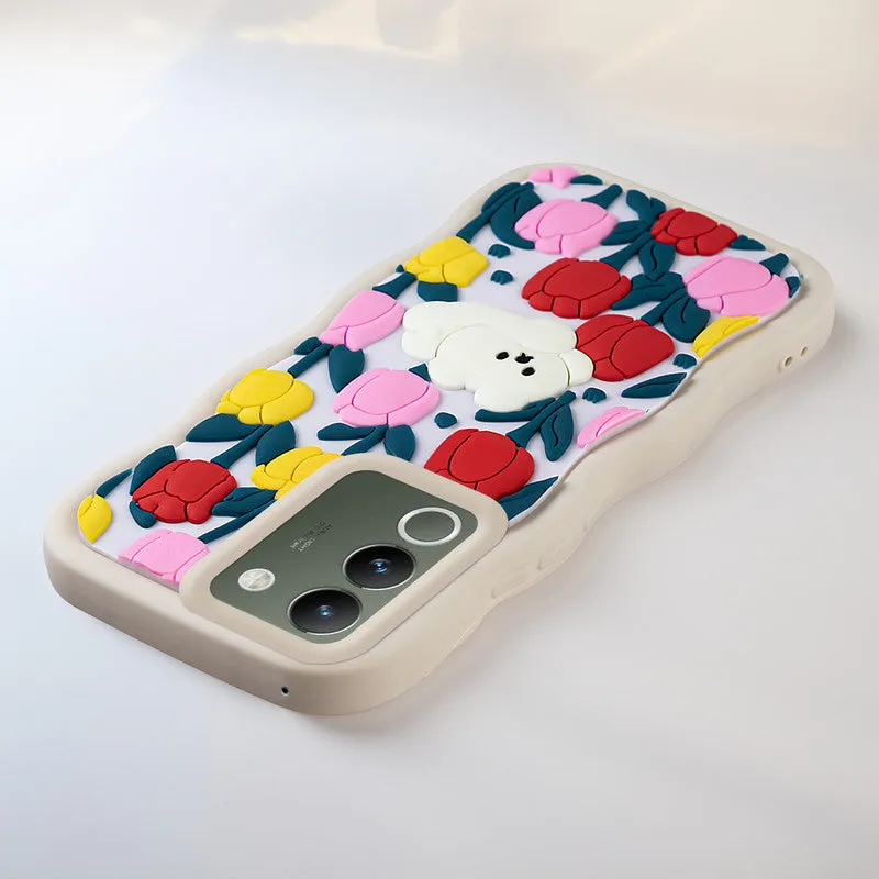 3D Soft Silicone Wave Edges Mobile Back Case For Vivo Y200 5G