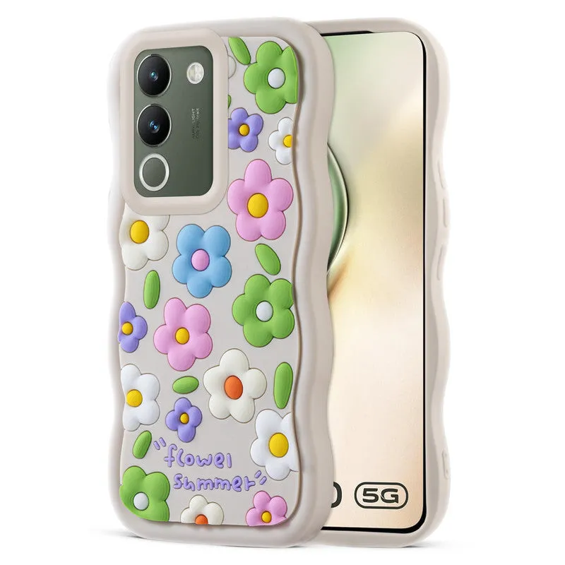 3D Soft Silicone Wave Edges Mobile Back Case For Vivo Y200 5G