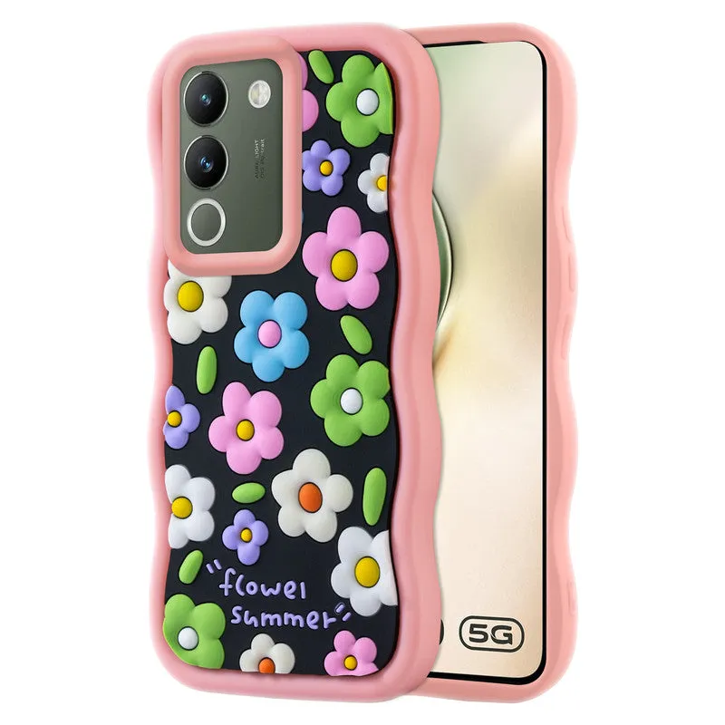 3D Soft Silicone Wave Edges Mobile Back Case For Vivo Y200 5G