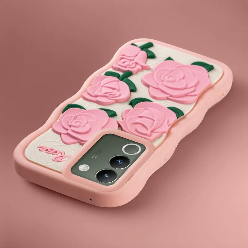 3D Soft Silicone Wave Edges Mobile Back Case For Vivo Y200 5G