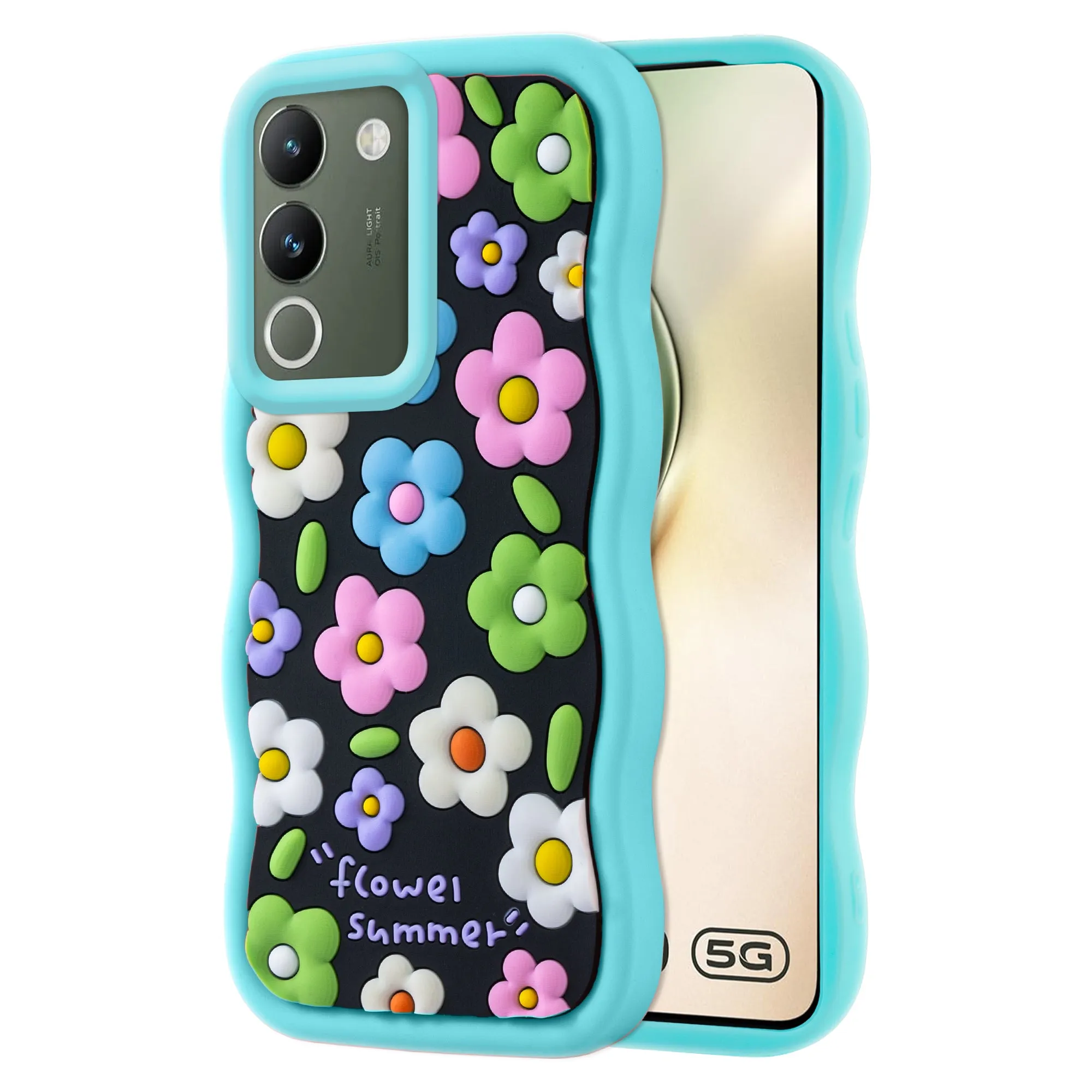 3D Soft Silicone Wave Edges Mobile Back Case For Vivo Y200 5G