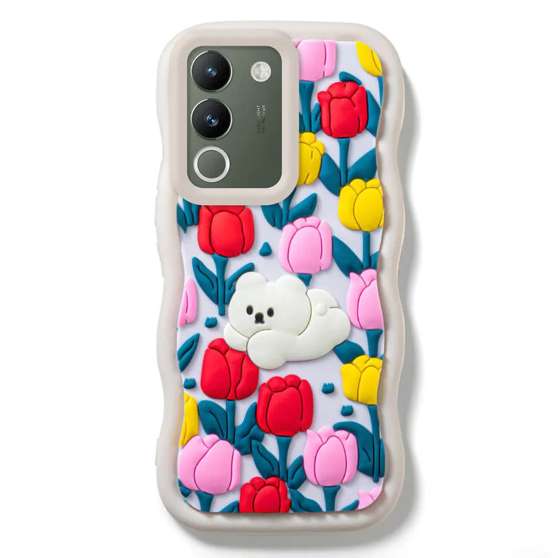 3D Soft Silicone Wave Edges Mobile Back Case For Vivo Y200 5G