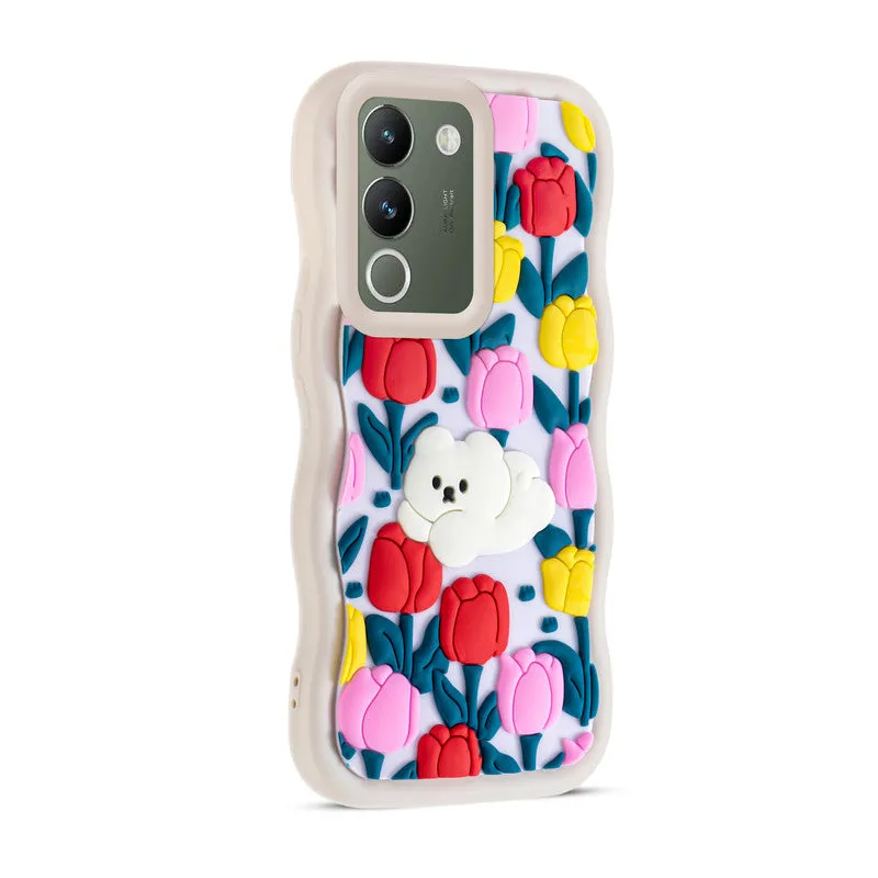 3D Soft Silicone Wave Edges Mobile Back Case For Vivo Y200 5G