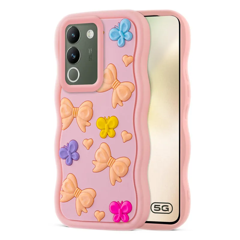 3D Soft Silicone Wave Edges Mobile Back Case For Vivo Y200 5G