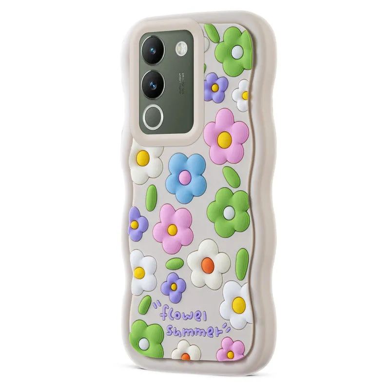 3D Soft Silicone Wave Edges Mobile Back Case For Vivo Y200 5G