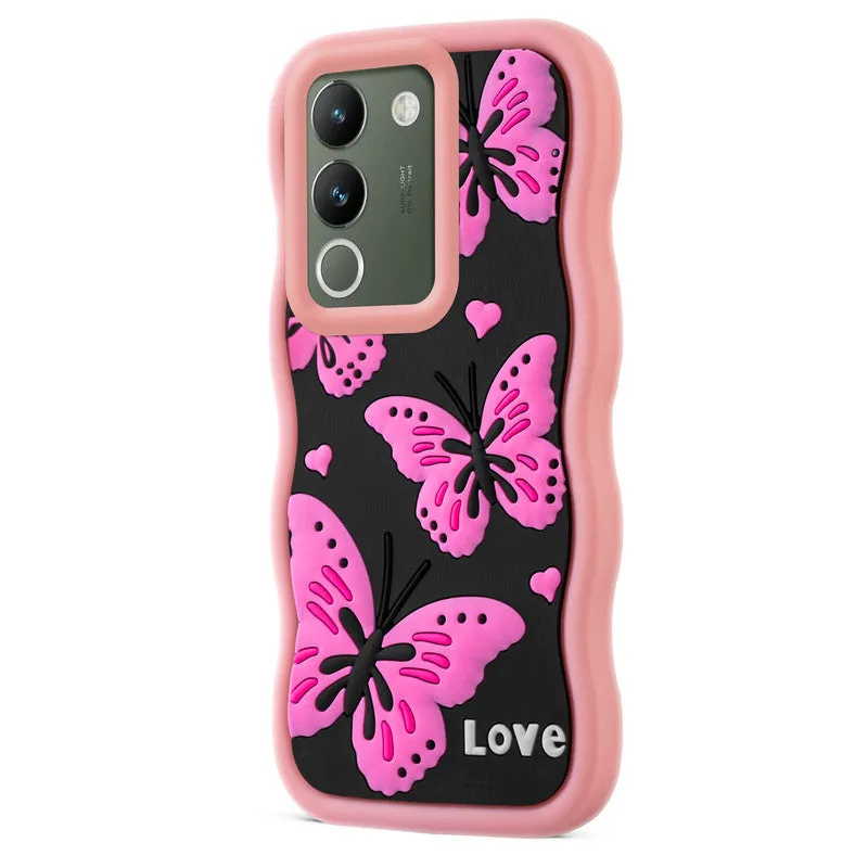 3D Soft Silicone Wave Edges Mobile Back Case For Vivo Y200 5G