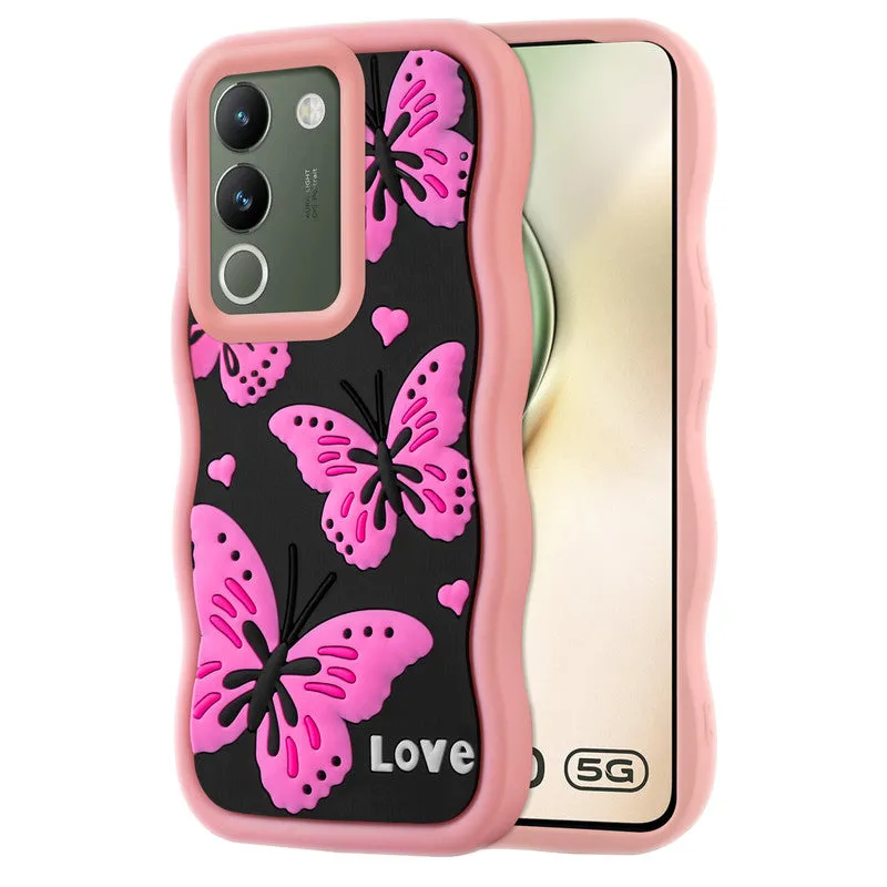 3D Soft Silicone Wave Edges Mobile Back Case For Vivo Y200 5G