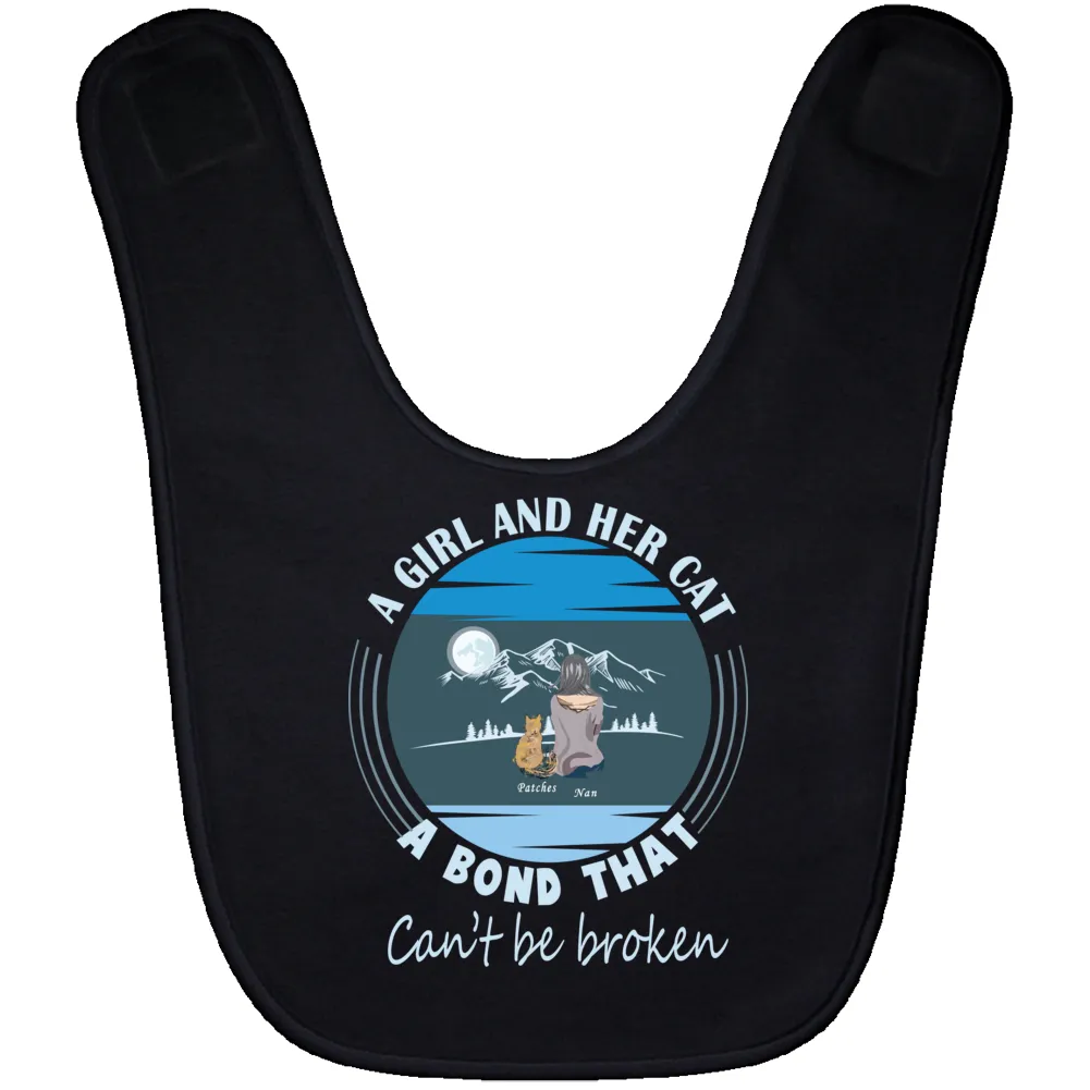 A Girl And Her Cat - On Blk Baby Bib