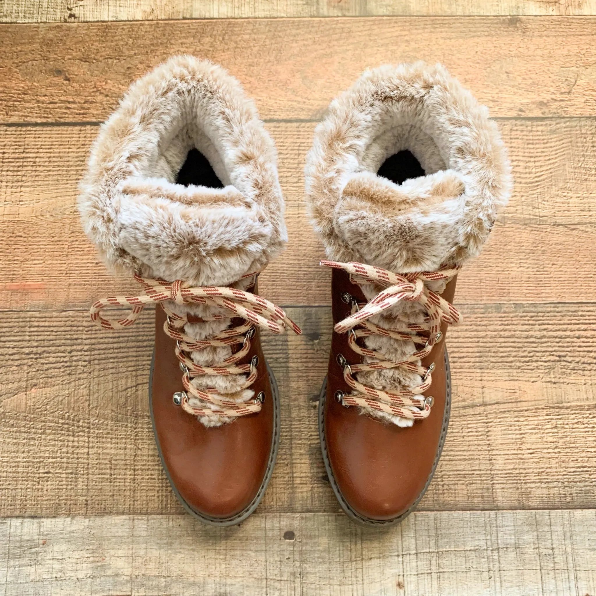 A New Day Cognac Fur Boots NWT- Size 8.5