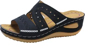 AMDBEL Sandals for Women 2024 Dressy Orthopedic Sandals with Arch Support Flip Flops Wedge Sandals Comfortable Walking Shoes