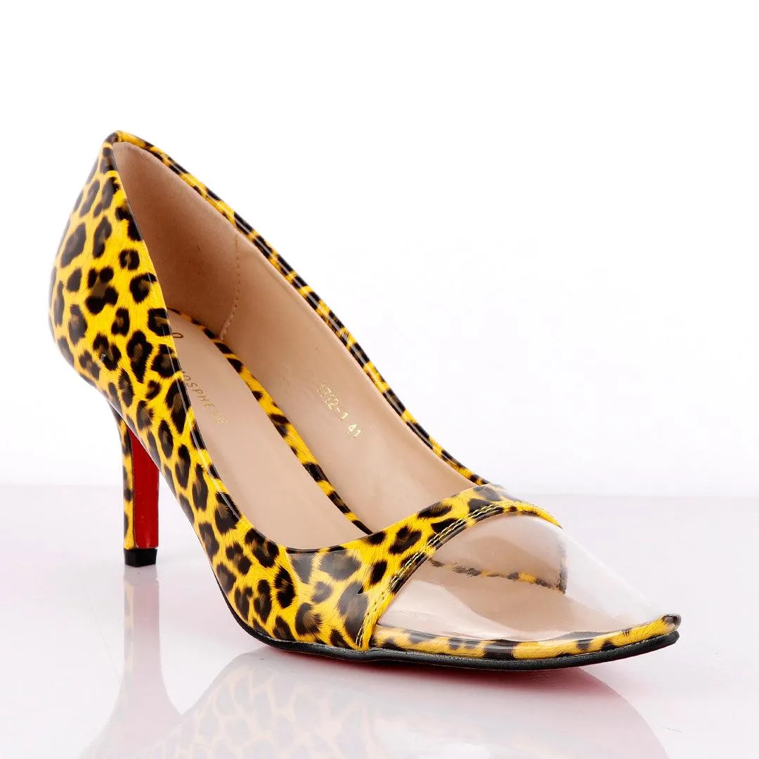 Atmosphere Women's Animal Black Yellow Spring Soft High Heel Shoe
