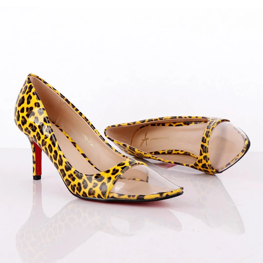 Atmosphere Women's Animal Black Yellow Spring Soft High Heel Shoe