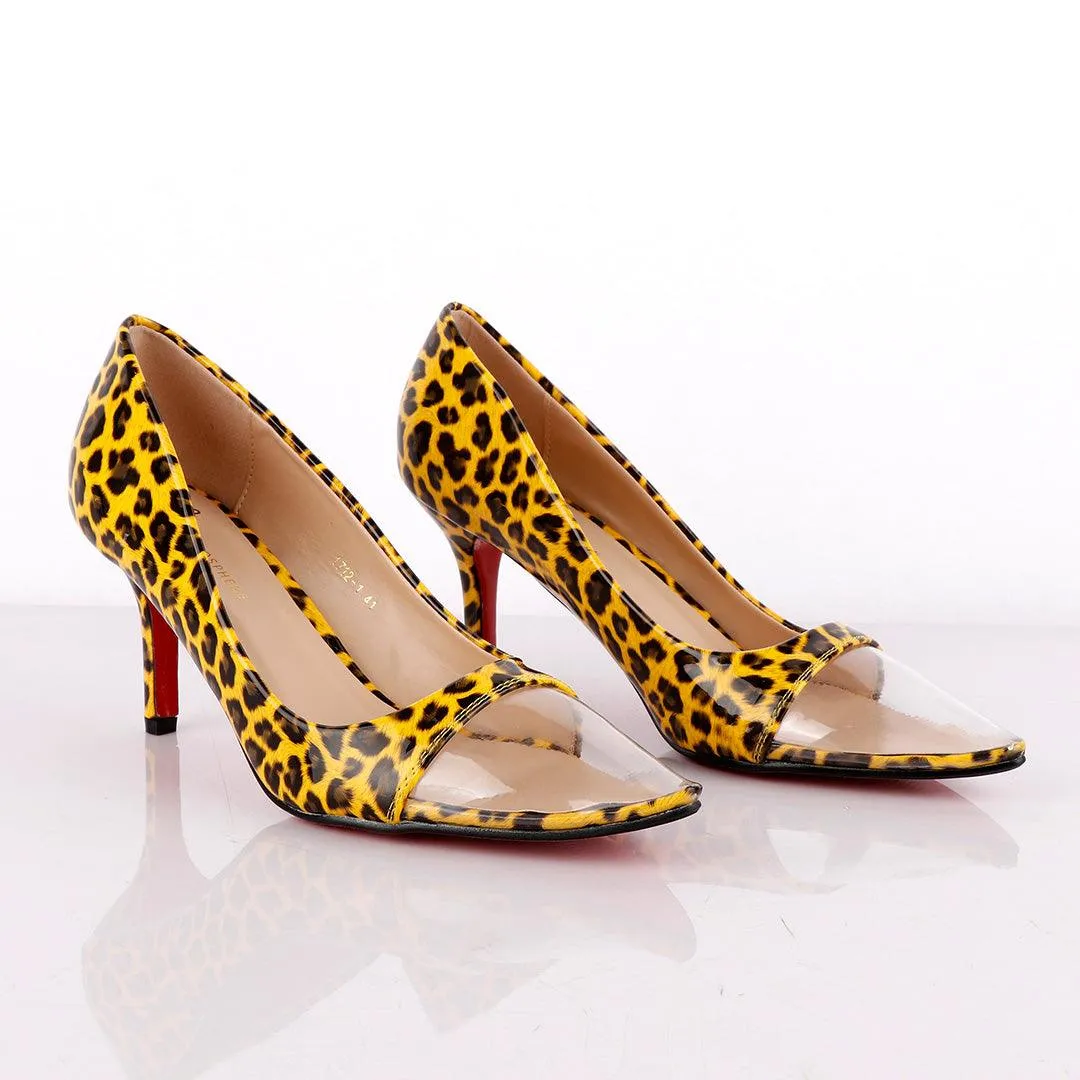 Atmosphere Women's Animal Black Yellow Spring Soft High Heel Shoe
