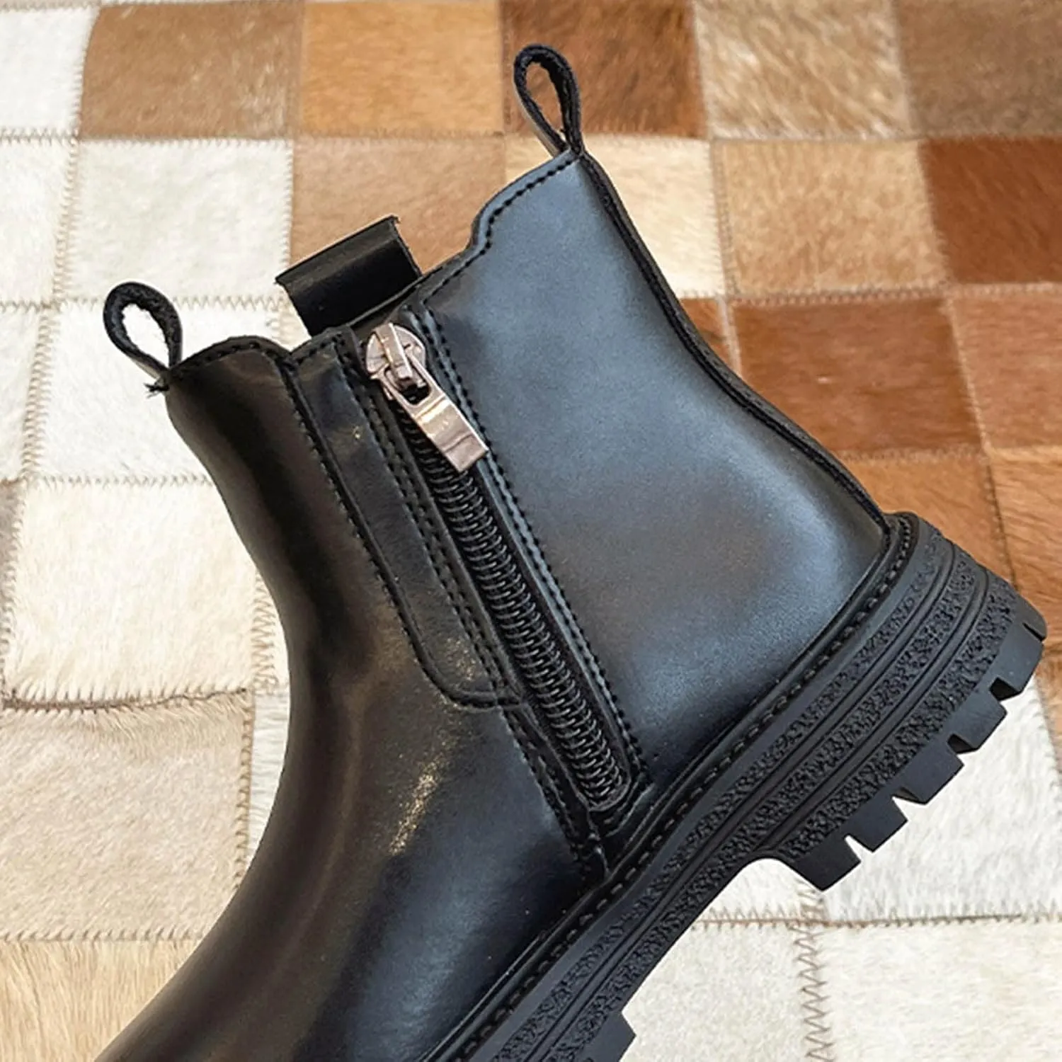 Autumn And Winter Children Boots Girls Ankle Boots Thick Bottom Non Slip Upper Side Zipper Solid Boots for