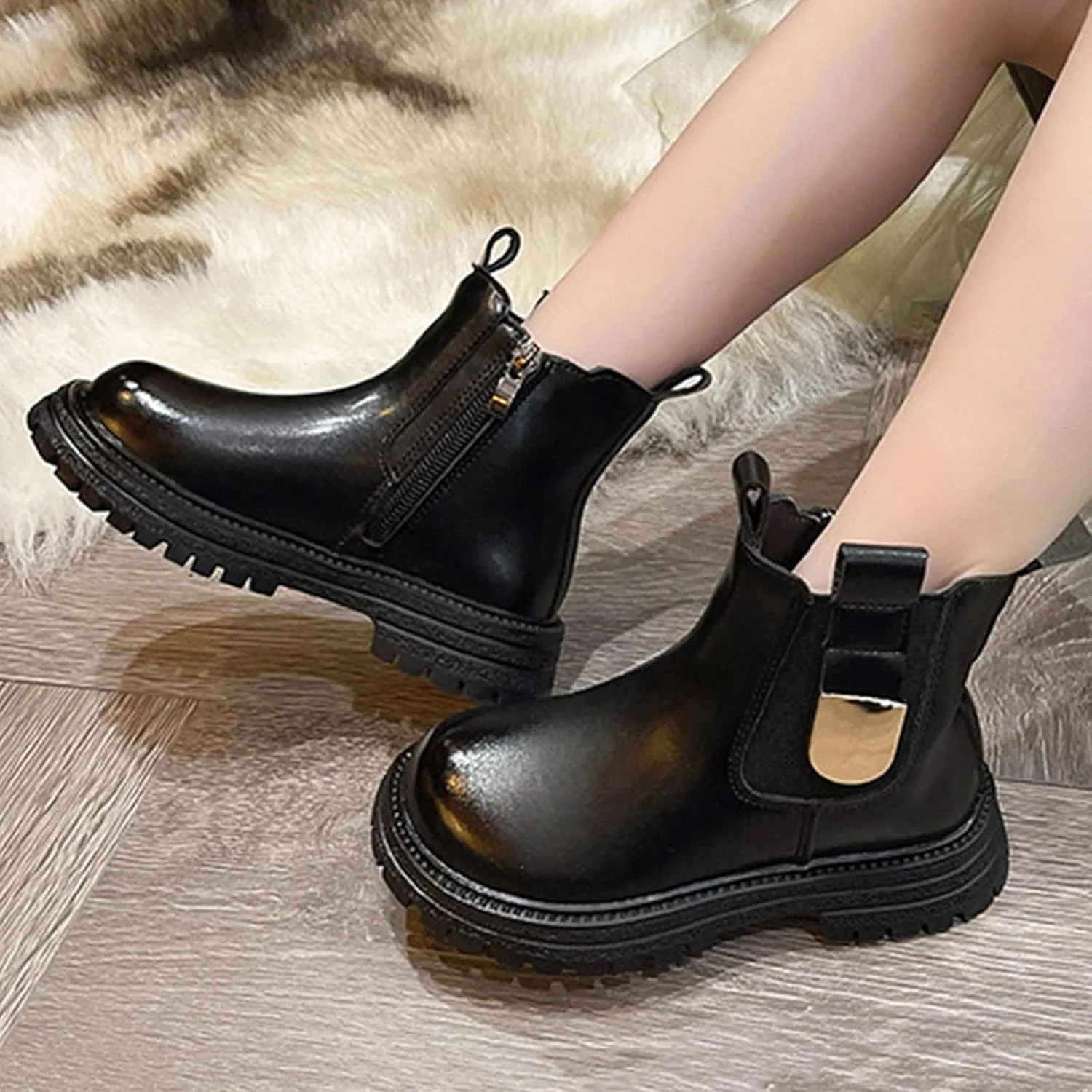 Autumn And Winter Children Boots Girls Ankle Boots Thick Bottom Non Slip Upper Side Zipper Solid Boots for