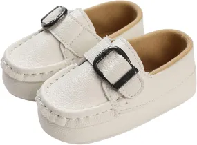 Baby Girls Boys Loafers Prewalker Dress Shoes Infant 𝗢xford PU Leather Soft Sole Anti-Slip Buckle Sneakers