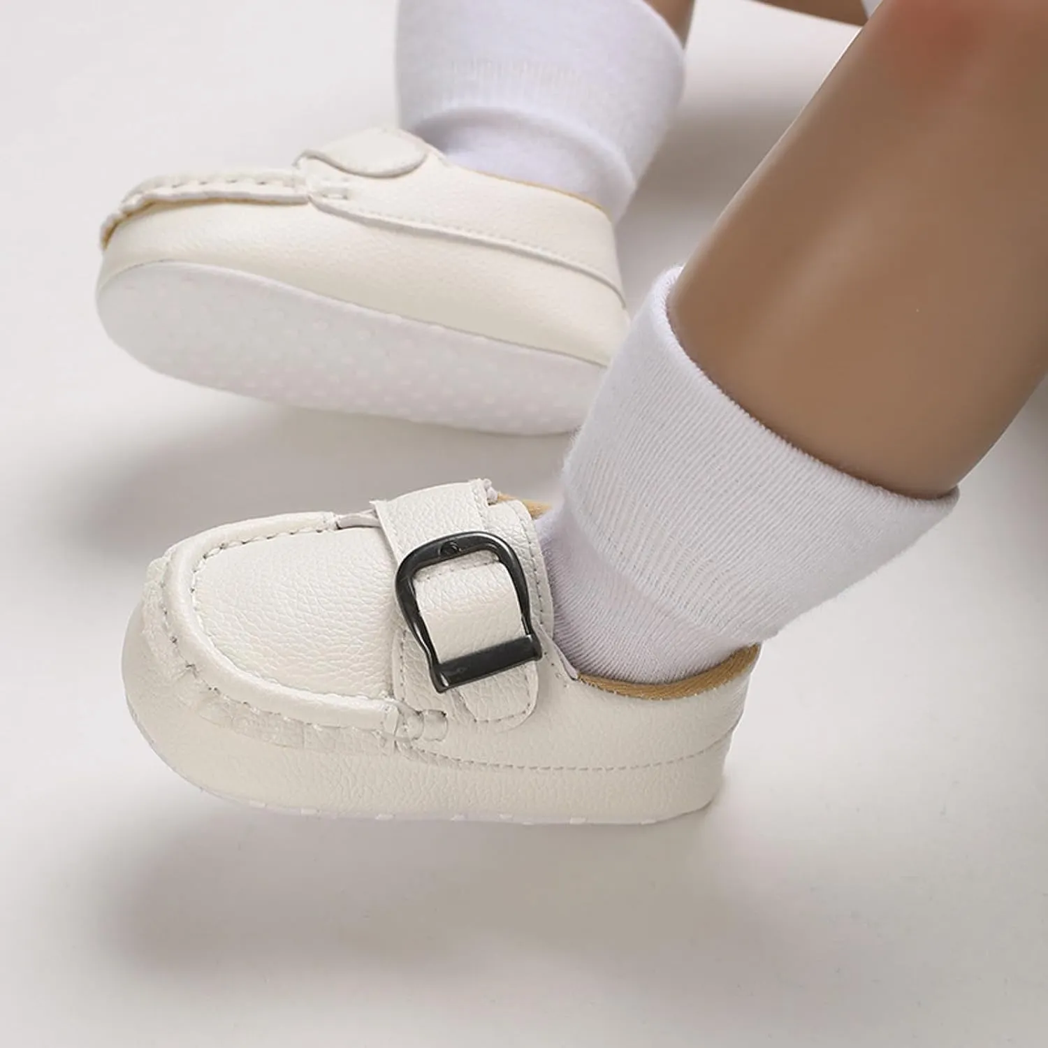 Baby Girls Boys Loafers Prewalker Dress Shoes Infant 𝗢xford PU Leather Soft Sole Anti-Slip Buckle Sneakers