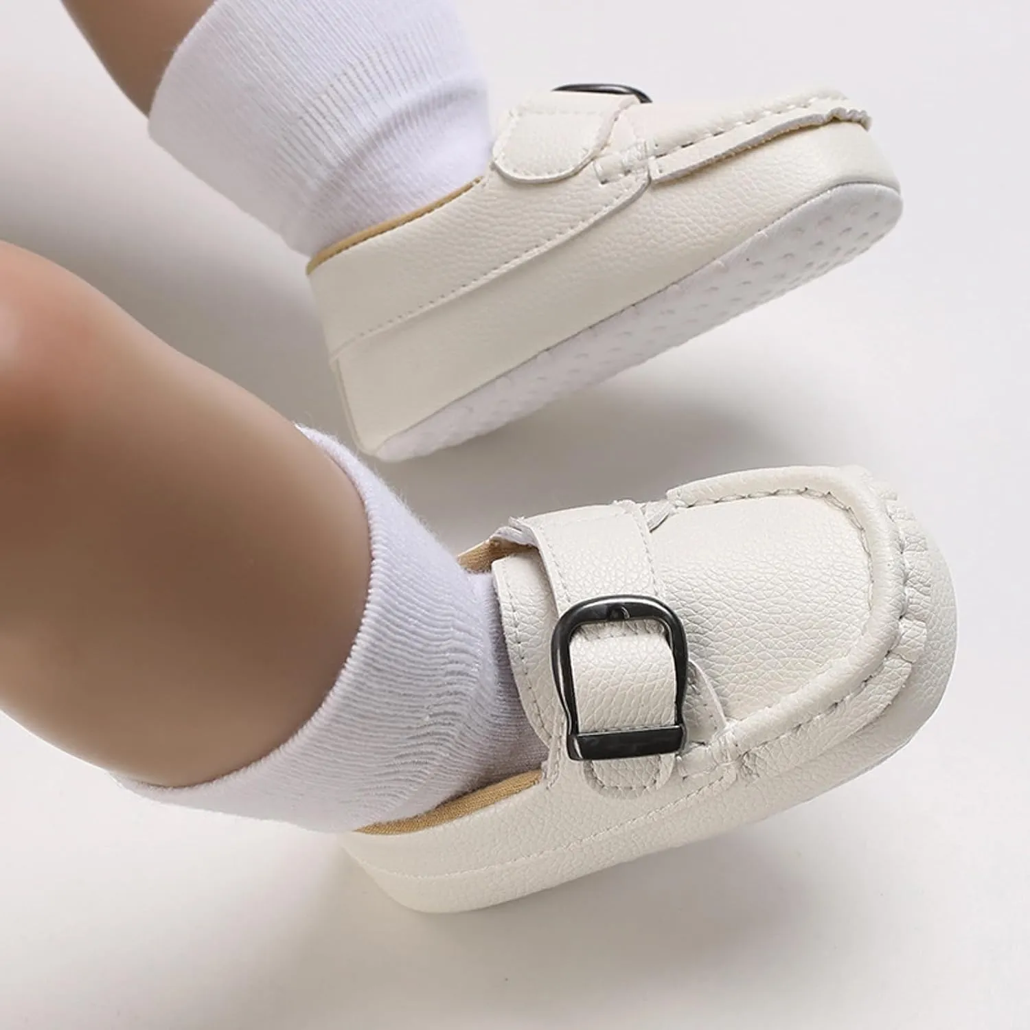 Baby Girls Boys Loafers Prewalker Dress Shoes Infant 𝗢xford PU Leather Soft Sole Anti-Slip Buckle Sneakers