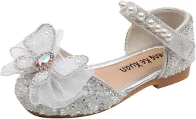 Baby Girls Sparkly Mary Jane Dresses Shoes Bowknot Princess Shoes Dance Performance Shoes Toddler Girls Casual Shoes