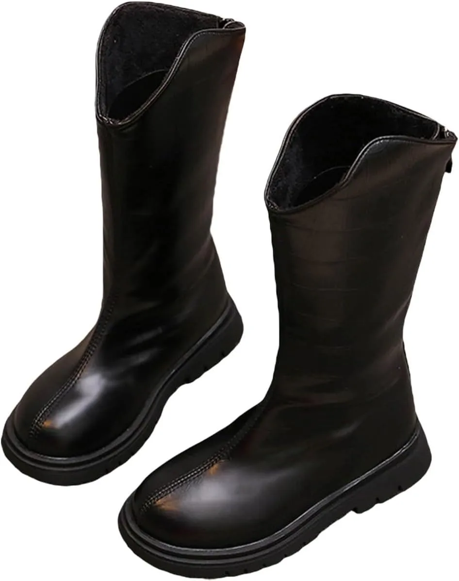 Baby Low Heel Boots Christmas Winter Girls Ankle Boots Mid Leg Solid Color Zipper Classic (Black, 12.5 Little Child)