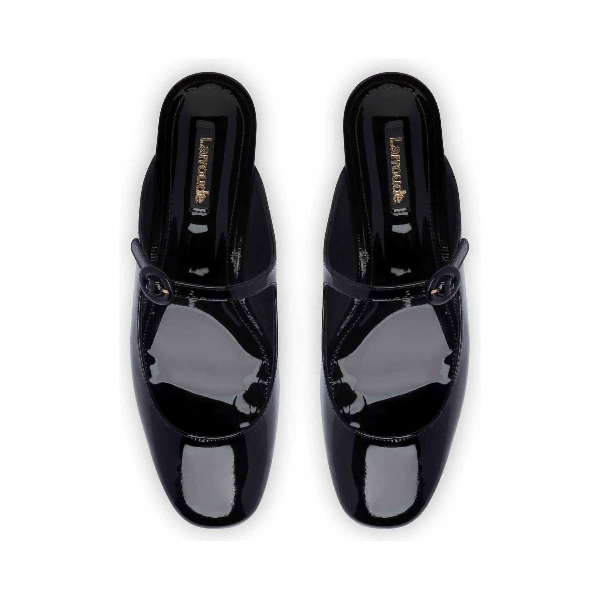 Blair Flat Mule In Black Patent Leather